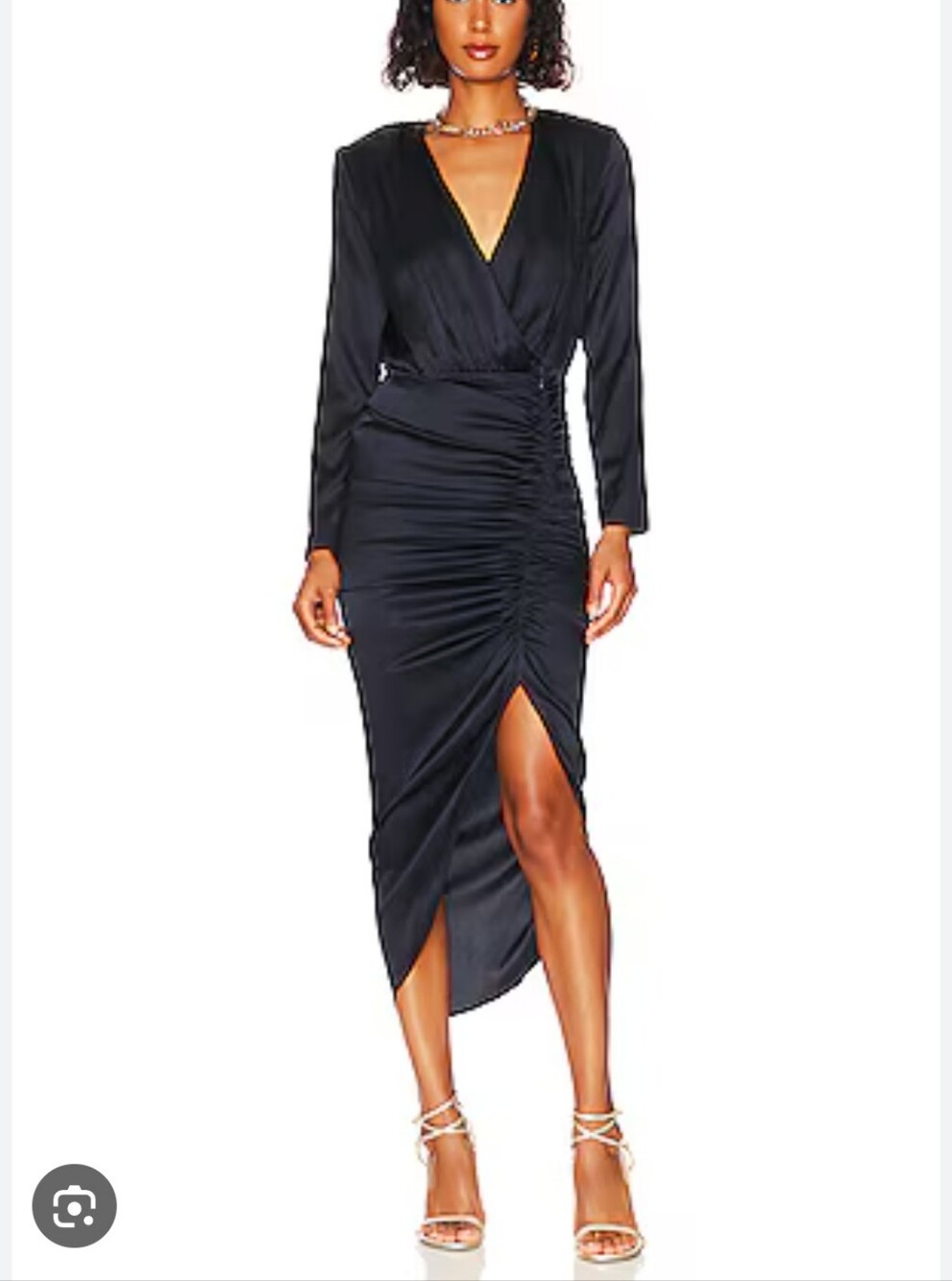 Veronica Beard Cameri ruched long-sleeve midi dress Navi Size 10